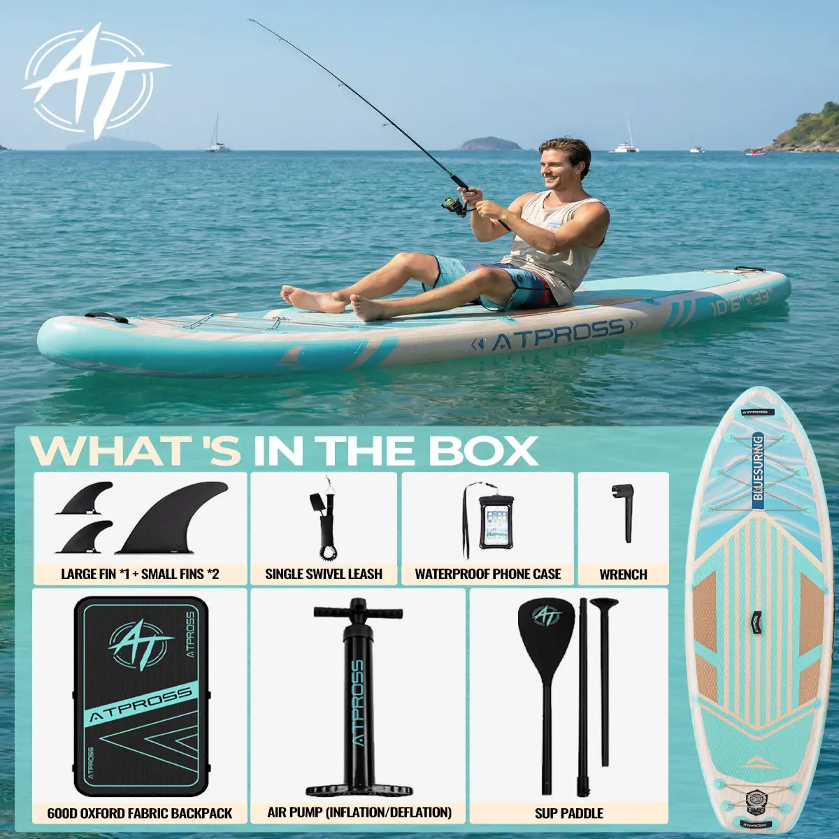 Summervibes Pro 10'6'' Inflatable Stand Up Paddle Board - Extra Wide 400Lbs Capacity, Anti-Slip Deck, Complete Premium Accessories Kit - Perfect for Yoga and Fishing!