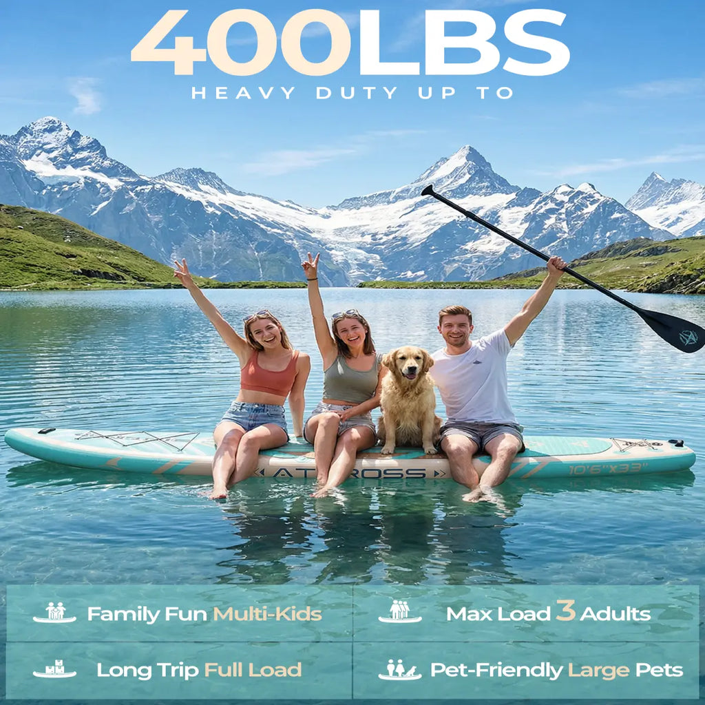 Summervibes Pro 10'6'' Inflatable Stand Up Paddle Board - Extra Wide 400Lbs Capacity, Anti-Slip Deck, Complete Premium Accessories Kit - Perfect for Yoga and Fishing!