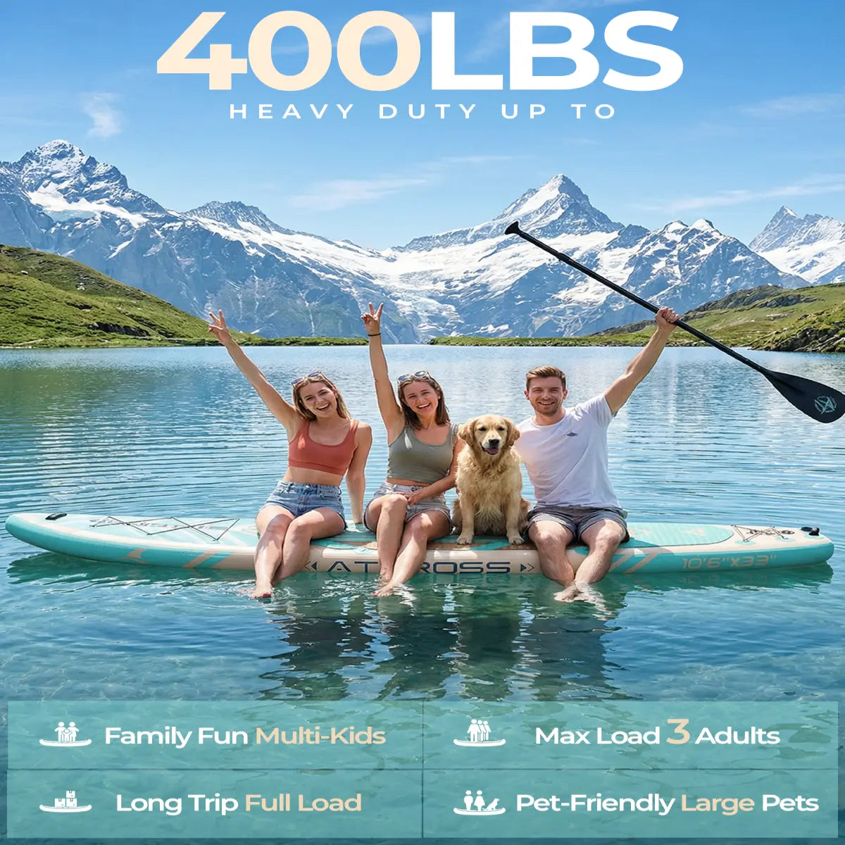 Summervibes Pro 10'6'' Inflatable Stand Up Paddle Board - Extra Wide 400Lbs Capacity, Anti-Slip Deck, Complete Premium Accessories Kit - Perfect for Yoga and Fishing!