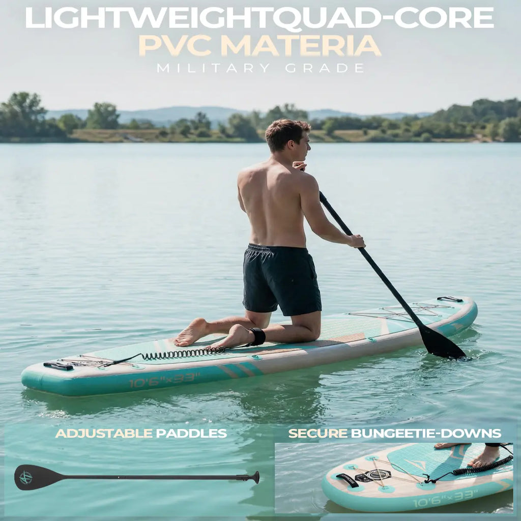 Summervibes Pro 10'6'' Inflatable Stand Up Paddle Board - Extra Wide 400Lbs Capacity, Anti-Slip Deck, Complete Premium Accessories Kit - Perfect for Yoga and Fishing!