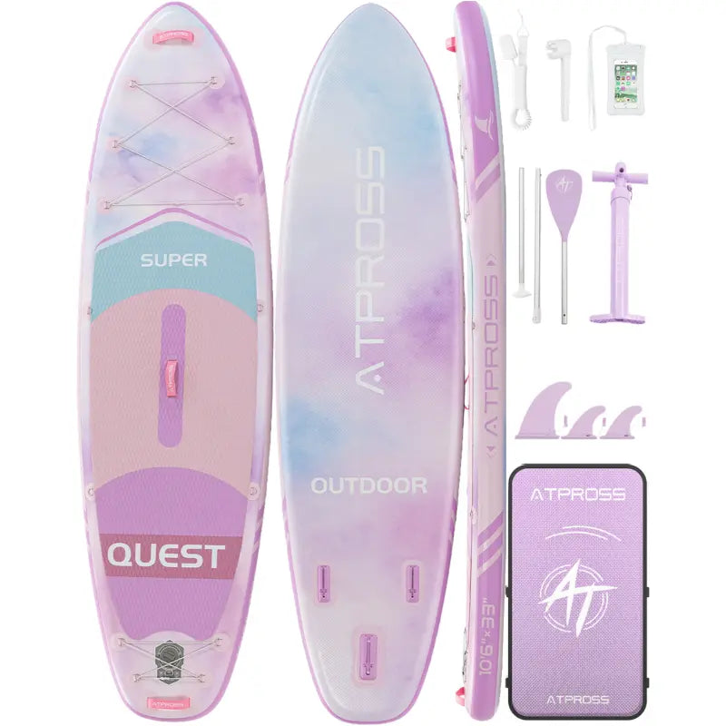 Summervibes Pro 10'6'' Inflatable Stand Up Paddle Board - Extra Wide 400Lbs Capacity, Anti-Slip Deck, Complete Premium Accessories Kit - Perfect for Yoga and Fishing!