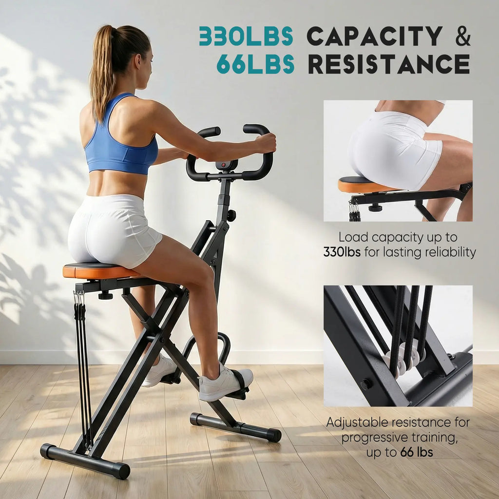 Row Ride Glute & Leg Trainer with LCD Display Foldable Squat Assist Machine – Adjustable Resistance for Home Full Body Workout – Compact Exercise Equipment