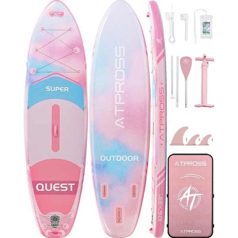 Summervibes Pro 10'6'' Inflatable Stand Up Paddle Board - Extra Wide 400Lbs Capacity, Anti-Slip Deck, Complete Premium Accessories Kit - Perfect for Yoga and Fishing!